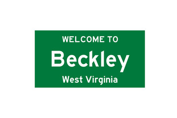 Beckley, West Virginia, USA. City limit sign on transparent background. 