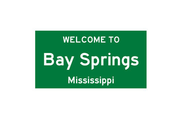 Bay Springs, Mississippi, USA. City limit sign on transparent background. 