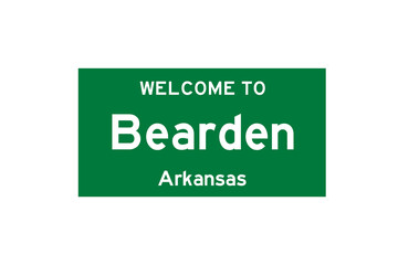 Bearden, Arkansas, USA. City limit sign on transparent background. 