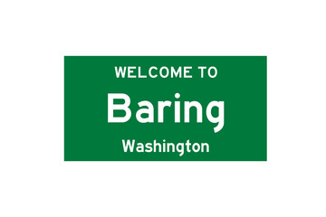 Baring, Washington, USA. City limit sign on transparent background. 