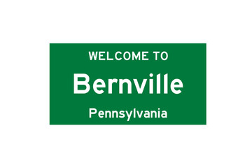 Bernville, Pennsylvania, USA. City limit sign on transparent background. 