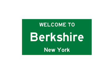 Berkshire, New York, USA. City limit sign on transparent background. 