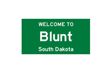 Blunt, South Dakota, USA. City limit sign on transparent background. 
