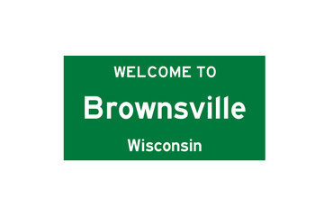 Brownsville, Wisconsin, USA. City limit sign on transparent background. 