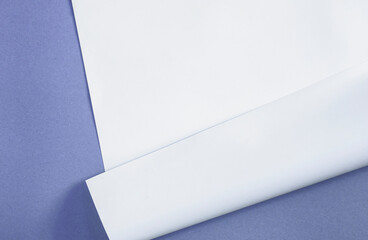 A sheet of white paper on a blue background.