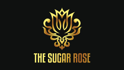 Fototapeta premium Luxury Golden Creative Modern Rose Flower Logo Design Template