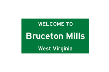 Bruceton Mills, West Virginia, USA. City limit sign on transparent background. 