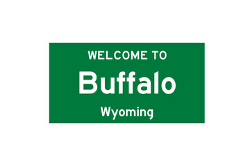 Buffalo, Wyoming, USA. City limit sign on transparent background. 