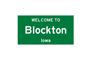Blockton, Iowa, USA. City limit sign on transparent background. 