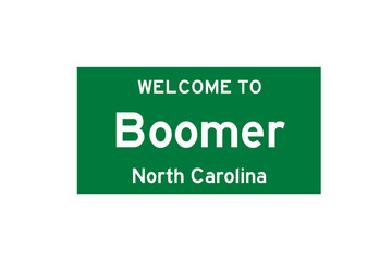 Boomer, North Carolina, USA. City limit sign on transparent background.  © Rezona