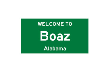 Boaz, Alabama, USA. City limit sign on transparent background. 