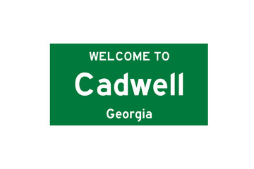 Cadwell, Georgia, USA. City limit sign on transparent background. 