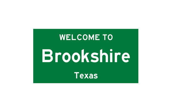 Brookshire, Texas, USA. City limit sign on transparent background. 