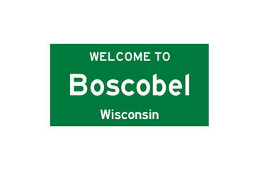 Boscobel, Wisconsin, USA. City limit sign on transparent background. 
