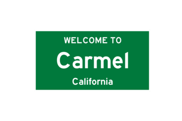 Carmel, California, USA. City limit sign on transparent background. 
