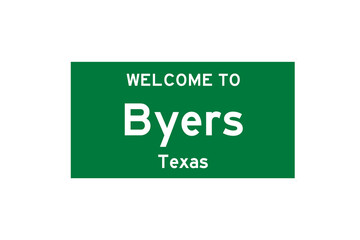 Byers, Texas, USA. City limit sign on transparent background. 