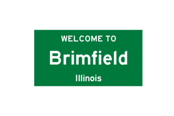 Brimfield, Illinois, USA. City limit sign on transparent background. 