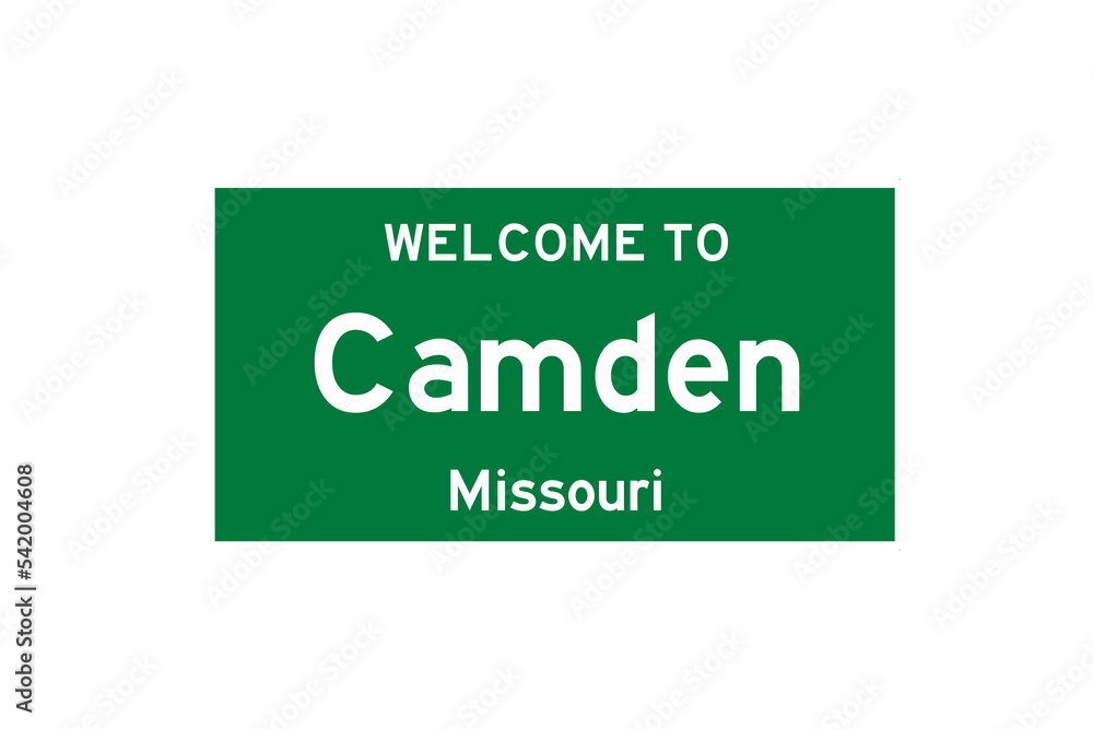 Wall mural camden, missouri, usa. city limit sign on transparent background.