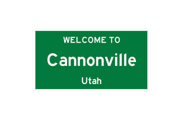 Cannonville, Utah, USA. City limit sign on transparent background. 