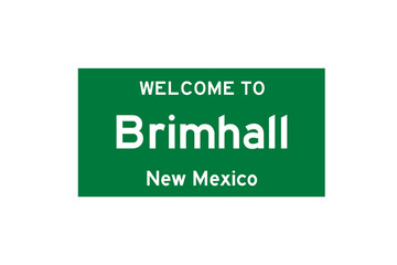 Brimhall, New Mexico, USA. City limit sign on transparent background. 