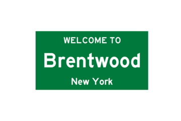 Brentwood, New York, USA. City limit sign on transparent background. 