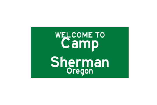 Camp Sherman, Oregon, USA. City limit sign on transparent background. 