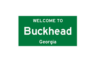 Buckhead, Georgia, USA. City limit sign on transparent background. 