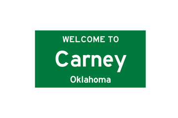 Carney, Oklahoma, USA. City limit sign on transparent background. 