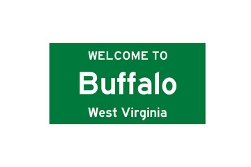 Buffalo, West Virginia, USA. City limit sign on transparent background. 