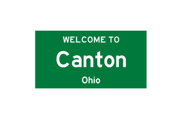 Canton, Ohio, USA. City limit sign on transparent background. 