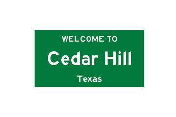 Cedar Hill, Texas, USA. City limit sign on transparent background. 