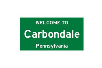 Carbondale, Pennsylvania, USA. City limit sign on transparent background. 