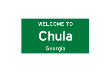 Chula, Georgia, USA. City limit sign on transparent background. 