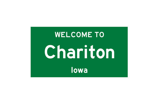 Chariton, Iowa, USA. City limit sign on transparent background. 