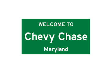 Chevy Chase, Maryland, USA. City limit sign on transparent background.  - obrazy, fototapety, plakaty