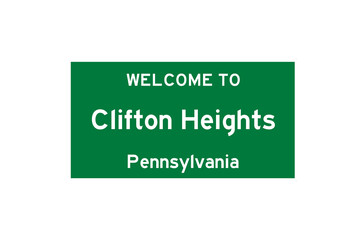 Clifton Heights, Pennsylvania, USA. City limit sign on transparent background. 