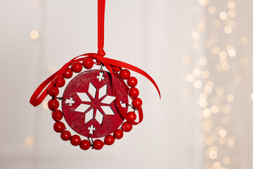 Christmas tree decorations. Christmas and New Year concept. Creative festive holiday layout