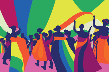 Fototapeta na wymiar People expressing tolerance for lgbtq+ pride, rainbow parade, parade,