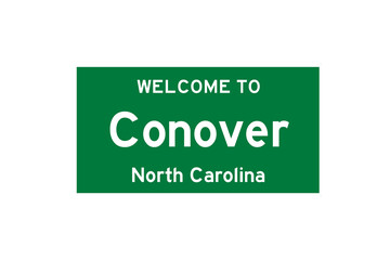 Conover, North Carolina, USA. City limit sign on transparent background. 