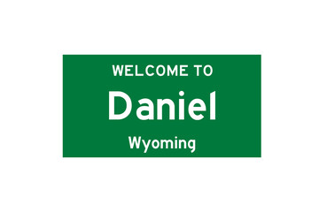 Daniel, Wyoming, USA. City limit sign on transparent background. 
