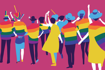 Obraz premium Lgbtq+ people tolerance, parade, lgbtq+ community support