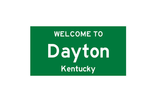 Dayton, Kentucky, USA. City Limit Sign On Transparent Background. 