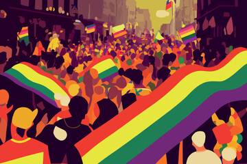 Lgbt people against human rights discrimination, parade, flags