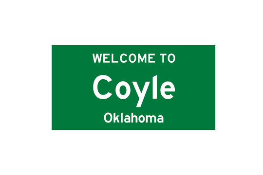 Coyle, Oklahoma, USA. City limit sign on transparent background. 