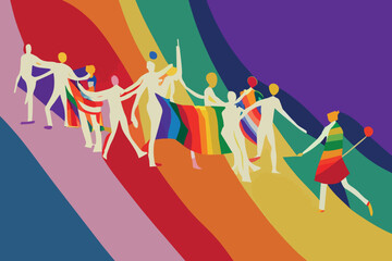 Lgbtq+ people tolerance, illustration, flags, lgbtq+ community support