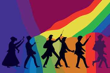 People tolerating lgbt community, illustration, lgbtq+ pride