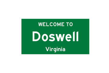 Doswell, Virginia, USA. City limit sign on transparent background. 