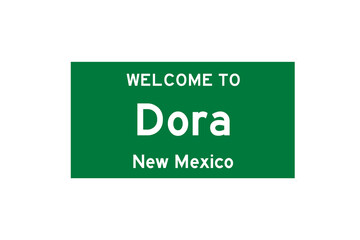 Dora, New Mexico, USA. City limit sign on transparent background. 