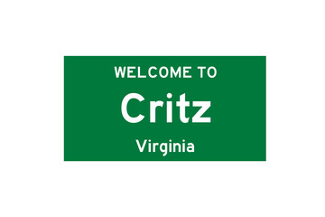 Critz, Virginia, USA. City limit sign on transparent background. 