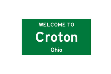 Croton, Ohio, USA. City limit sign on transparent background. 